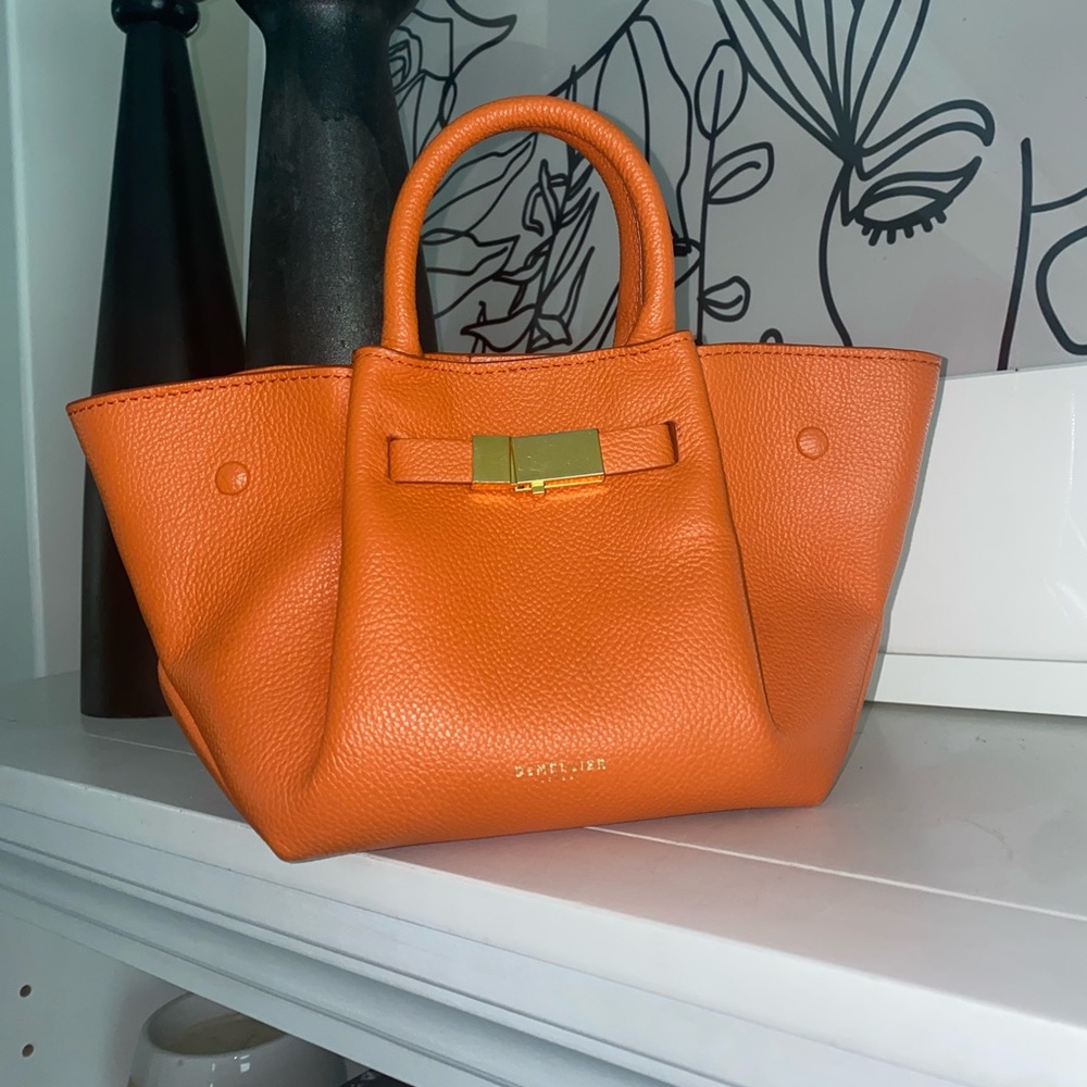 DeMellier Mini New York Leather handbag With Crossbody Strap | Orange
